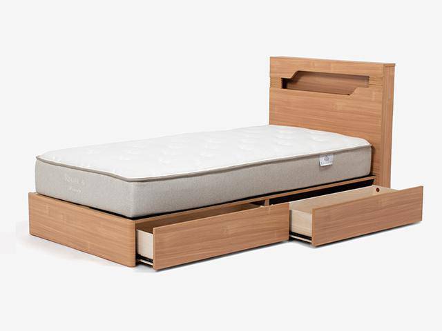 ベッドフレーム「エルモ」引出し付きタイプ ホワイトオーク色