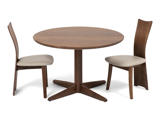 ダイニングセット「フォルム」ウォールナット材 オイル塗装/合成皮革L-2444