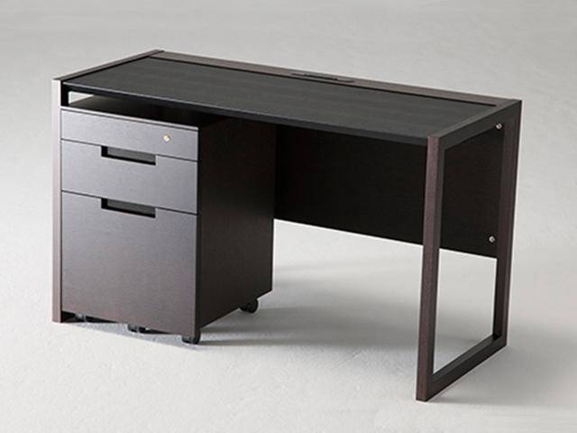 デスク「カルラ」120 天板/合皮・木部/ダークブラウン色