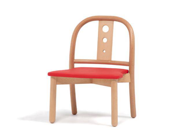 キッズチェア「101」PVCレッド/木部ナチュラル色