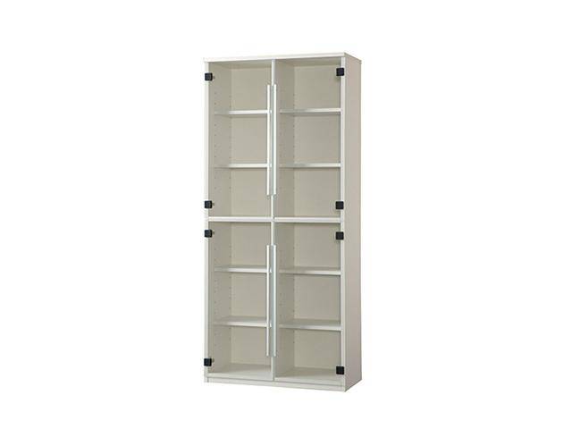 書棚 「C1B-80H」 ガラス扉 ホワイト