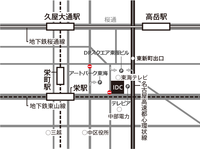 名古屋栄ショールーム 周辺地図